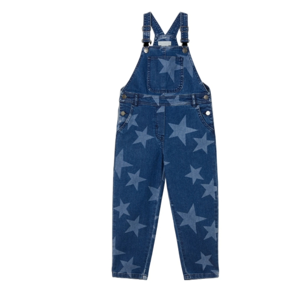 Star Pattern Denim Overalls